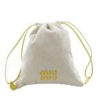 ショッピングミュウミュウ ミュウミュウ miumiu 巾着ポーチ バッグ ロゴ キャンバス ベージュ 黄色 イエロー 5NG009 /AQ ■OS ■OH レディース