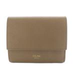 セリーヌ CELINE レザー スモール トリフォールドウォレット 三つ折り 財布 グレージュ /YO8 ■OH レディース