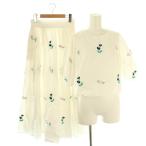  Chesty Chesty выставить верх и низ цветочный принт вышивка блуза . минут рукав тянуть over юбка длинный flair хлопок 1 белый 