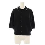 ショッピングパール キャバン CABaN 25SS コットンカシミヤ パールポロカーディガン ニット F ブラック /DF ■OS レディース