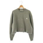 ミュウミュウ miumiu 23AW MML804 1XS9 ロゴ刺繍 カシミヤ混 クロップドニット セーター 36 グレー /ES ■OS レディース