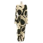 ザラ ZARA 総柄ワンピース スリット S ダークグリーン ベージュ /CX ■OS レディース