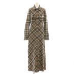 ザラ ZARA チェック シャツワンピース マキシ丈 ロング EUR S ブラウン マルチカラー /CX ■OS レディース