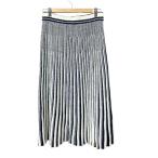 ショッピングzara ザラ ZARA パイル地 ストライプ フレアロングスカート イージー M ネイビー ホワイト ■FY レディース