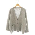 ショッピングブラ ブラミンク BLAMINK ポケット付 ウールナイロンエンブロカーディガン ニット Vネック 38 グレー /CX ■OS レディース
