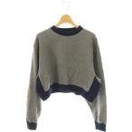 ハイク HYKE バイカラー クロップド スウェット トレーナー プルオーバー 2 グレー ネイビー 紺 /CX ■OS レディース