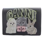 ga колено GANNI 25 год Bou животное карта держатель кейс кольцо для ключей кожа черный /YO12 #SH женский 