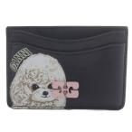 ga колено GANNI 25 год Bou животное карта держатель чехол для пропуска футляр для карточек кожа черный /YO11 #SH женский 