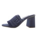 ショッピングMIUMIU 未使用品 ミュウミュウ miumiu サンダル ミュール チャンキーヒール デニム ロゴ 35.5 ネイビー 5XX553 /YO20 レディース