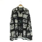 ショッピングprit エーフォーエー A4A PHOTO PRIT L/S SHIRT シャツ 長袖 オープンカラー M ブラック /MY ■OS メンズ