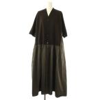 ドゥロワー Drawer M.SUMMER3 コンビワンピース ロング 七分袖 1 ブラウン /DO ■OS ■SH レディース