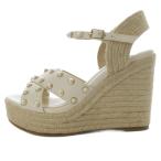 ジミーチュウ JIMMY CHOO DELLENA 100 NPQ サンダル ウエッジソール フェイクパール エスパドリーユ ストラップ 35 ホワイト