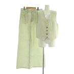 ショッピングzara ザラ ZARA セットアップ上下 ベスト ワイドパンツ ストライプ コットン USA M グリーン /MY ■OS レディース