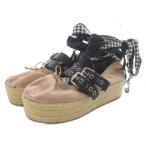 ミュウミュウ miumiu ダブルベルト エスパドリーユシューズ 40 ピンク 黒 ブラック /SR レディース
