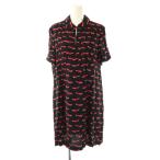 ショッピングケイトスペード ケイトスペード KATE SPADE キツネ柄 半袖 ワンピース 膝丈 4 ブラック /HK ■OS レディース