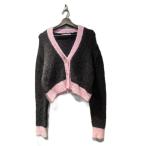 ショッピングzara ザラ ZARA ニットカーディガン バイカラー 長袖 S 黒 ブラック ピンク ■FY レディース
