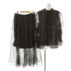  госпел GHOSPELL цветок принт блуза юбка выставить длинный рукав тянуть over длинный flair M чёрный /NR #OS #SH женский 