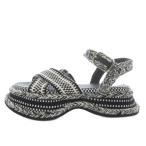 ショッピングchloe 未使用品 クロエ CHLOE MERIL サンダル プラットフォーム 厚底 ストラップ 38 ホワイト ブラック /YO3 ■SH レディース