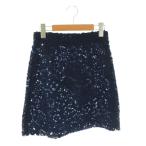 未使用品 ミュウミュウ miumiu フラワー刺繍スカート 台形スカート ミニ 38 ネイビー MG1136 /DF ■OS レディース