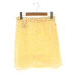 ショッピングMIUMIU ミュウミュウ miumiu フラワー刺繍スカート 台形スカート ミニ 38 イエロー MG1136 /DF ■OS レディース