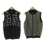  Pearly Gates PEARLY GATES Zip выше вязаный лучший Golf одежда двусторонний 1 серый черный белый /ES #OS мужской 