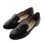ショッピングMIUMIU ミュウミュウ miumiu フラットシューズ ローファー エナメル 34.5 黒 ブラック /AQ ■OS レディース