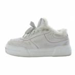 ミュウミュウ miumiu ブリーチドレザー スニーカー ローカット ボア ヴィンテージ加工 36.5 ホワイト /YO18 レディース