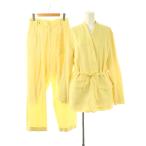ペレック pelleq リネンウールジャケット×パンツ セットアップ ノーカラー タック 36 イエロー /CX ■OS レディース