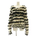 ショッピングchloe クロエ CHLOE モヘヤ混フリンジボリュームニット セーター S オフホワイト ブラック /DF ■OS レディース