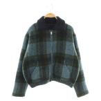 ショッピングzara ザラ ZARA チェック柄ニットボンバージャケット ブルゾン M ネイビー マルチカラー /ES ■OS レディース