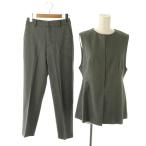 ショッピングジレ 未使用品 ノーリーズ 24AW バーズアイペプラムジレ ウォッシャブルバーズアイスリムパンツ セットアップ 36 34 グレー レディース