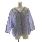 ショッピング麻 ビアズリー BEARDSLEY ガリャルダガランテ ブラウス 麻 リネン F 青 ブルー 白 ホワイト テープ刺繍 花柄刺繍  /AG ■OS ■SH