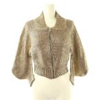 ショッピングVivienne ヴィヴィアンウエストウッド Vivienne Westwood アングロマニア 箔プリントショートニットカーディガン ジップアップ M ゴールド色 グレー