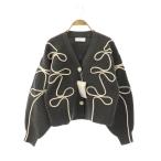 アダムエロペ Adam et Rope' 24AW 【サステナブル・洗える】ラインニットカーディガン Vネック F グレー /DF ■OS レディース