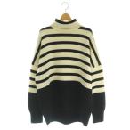 ショッピングボーダー チノ CINOH Deuxieme Classe取り扱い ニット セーター チュニック丈 タートルネック ボーダー ウール F アイボリー 黒 /MI ■OS レディース
