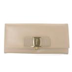 サルヴァトーレフェラガモ Salvatore Ferragamo ヴァラリボン 長財布 レザー ベージュ /SR レディース