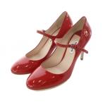 ショッピングMIUMIU ミュウミュウ miumiu パンプス 36 22.5cm 23cm 赤 レッド エナメル ラウンドトゥ ハイイール ストラップ /RI ■OS ■OH レディース