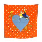 ショッピングエルメス エルメス HERMES TEA TIME カレ70 スカーフ シルク 総柄 オレンジ /MI ■OS ■OH レディース