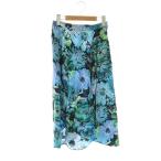 未使用品 ステラマッカートニー STELLA McCARTNEY 花柄 フレアスカート シルク 34 ブルー マルチカラー /ES ■OS レディース