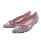  не использовался товар launa редкость балетки туфли-лодочки Flat po Inte dotug Ritter лента узор 23cm серебряный цвет 