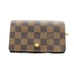 ショッピングヴィトン ルイヴィトン LOUIS VUITTON ダミエ ポルトモネ ビエ トレゾール 二つ折り財布 茶 ブラウン /SS ■OS ■OH レディース