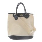 ヤングアンドオルセン YOUNG & OLSEN キャンバス レザー 2way トートバッグ ショルダーバッグ 白 ホワイト 黒 ブラック /SR レディース