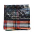 エルメス HERMES バンダナ55 Madras Ex-Libris bandana スカーフ シルク マルチカラー 紺 ネイビー オレンジ /SS ■OS ■OH