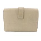 フェリージ Felisi クロコ型押し 二つ折り 財布 ベージュ /SR レディース