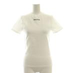 ショッピングシームレス ミュウミュウ miumiu ロゴ刺繍 シームレス Tシャツ カットソー 半袖 M-L ホワイト MJN566 /DF ■OS レディース