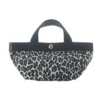 エルベシャプリエ 舟形トートバッグ S ハンドバッグ 黒 ブラック ベージュ ヒョウ柄 舟形 スナップボタン開閉 /RI ■OS レディース