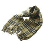 バーバリー BURBERRY カシミヤチェックフリンジストール マフラー マルチカラー 茶 ブラウン 黒 ブラック /SS ■OS レディース