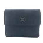 シャネル CHANEL 財布 三つ折り ココボタン Wホック レザー ネイビー 22番台 /YO4 ■OH レディース