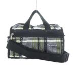 レスポートサック LesportSAC ショルダーバッグ 黒 ブラック 白 ホワイト 黄緑 チェック柄 ロゴプリント /RI ■OS  レディース