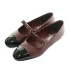 シャネル CHANEL 25AW Mary Janes メリージェーン リボンフラットシューズ パンプス ココマ−ク 36.5 バーガンディ 黒 ブラック /AQ ■OS